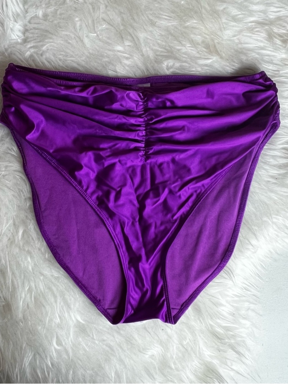 Good American High-Waist Ruched Bikini Brief - Violet Purple